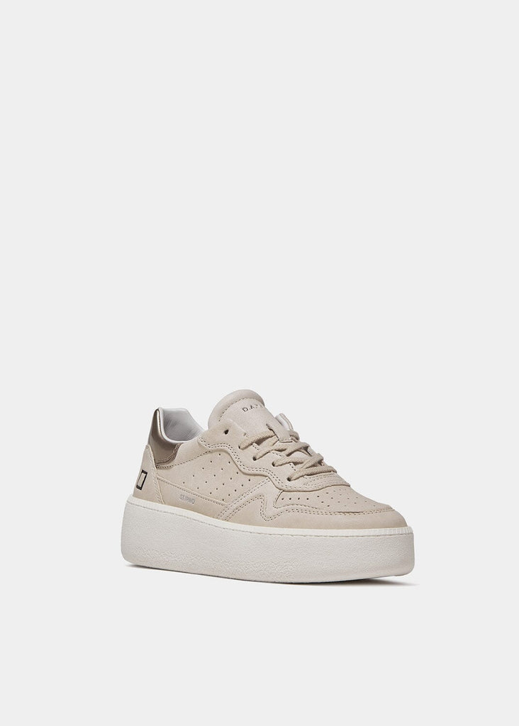 D.A.T.E. Step Powder Low Top Leather Sneakers - Beige - Styleartist