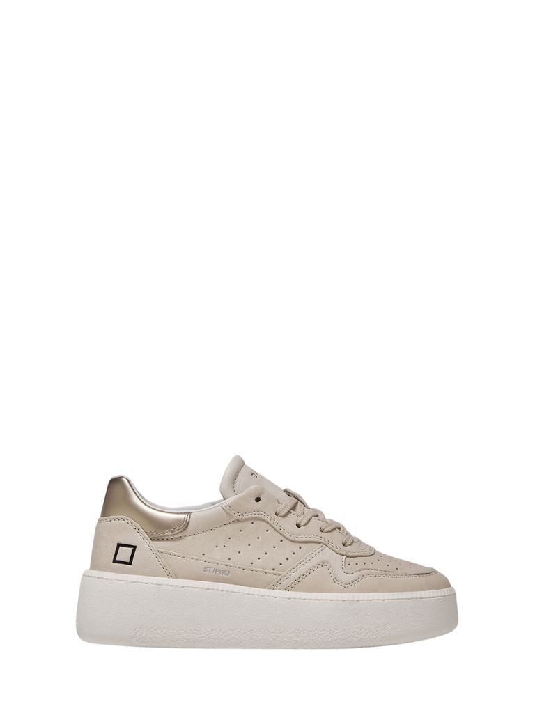 D.A.T.E. Step Powder Low Top Leather Sneakers - Beige - Styleartist