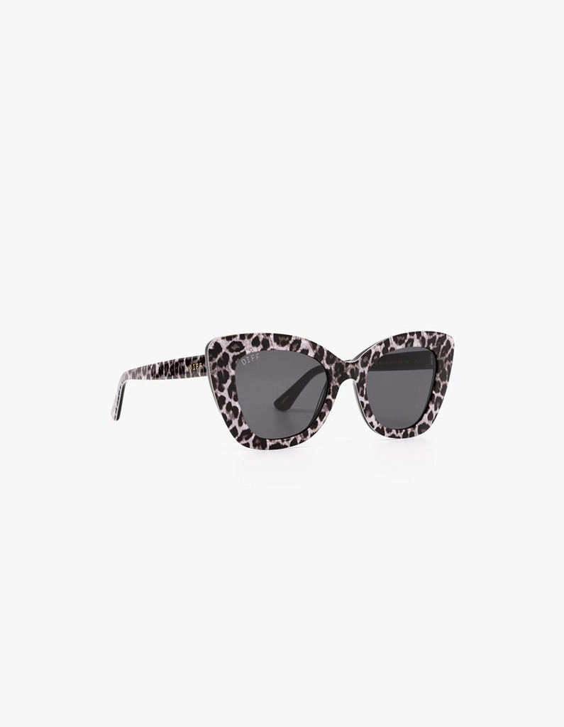 Diff Eyewear Raven Cat Eye Sunglasses- White leopard + Grey Lens - Styleartist
