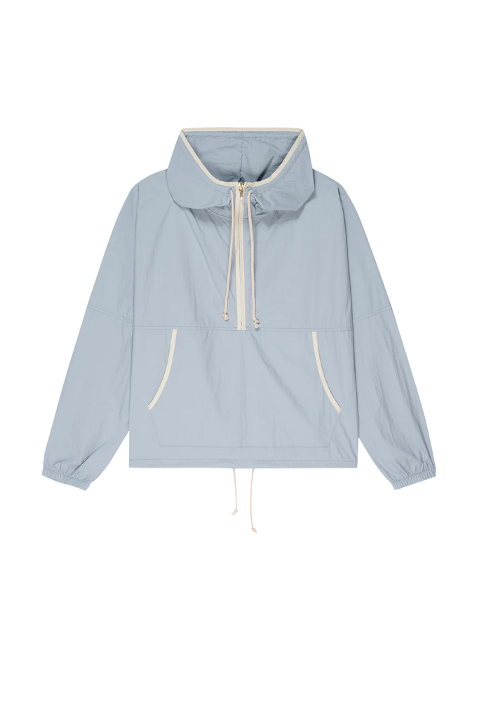 Donni Nylon Quarter Zip Pullover Jacket- Sky - Styleartist