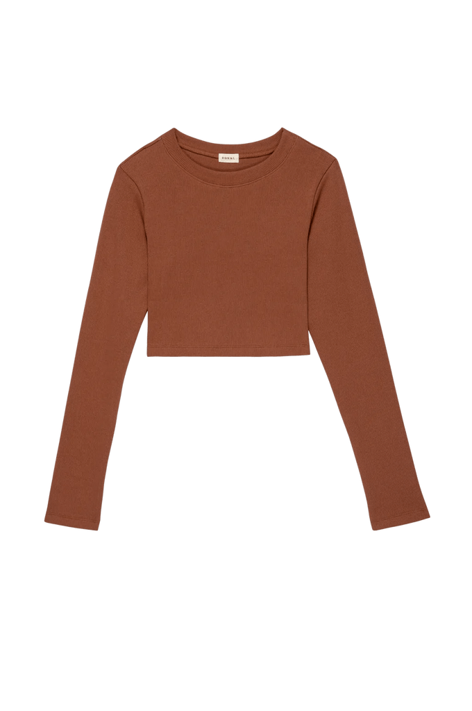 Donni Rib Crop Long Sleeve - Cocoa - Styleartist