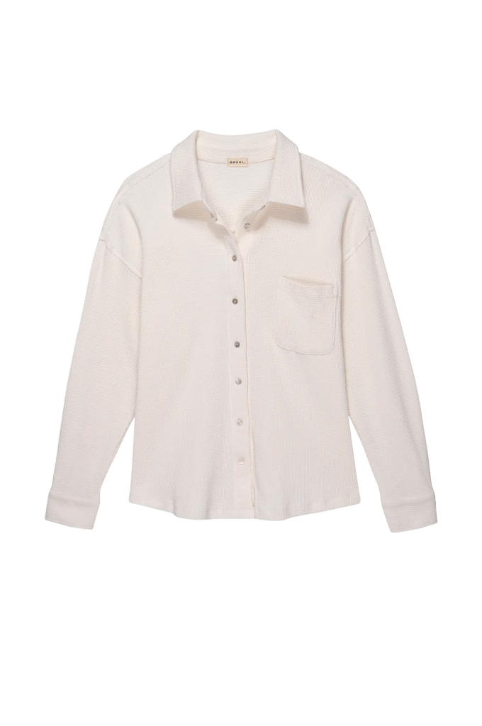 Donni Thermal Button Down Shirt- Creme - Styleartist