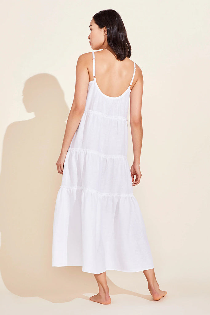 Eberjey Kesia Linen Maxi Dress- White - Styleartist
