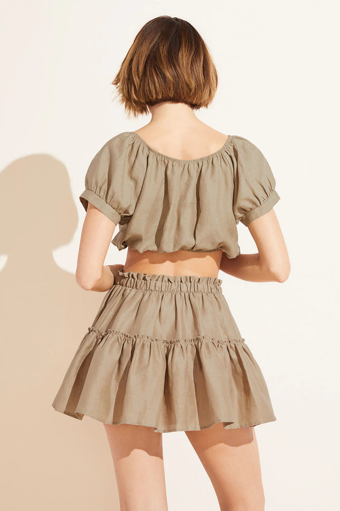 Eberjey Nellie Linen Mini Skirt- Khaki - Styleartist