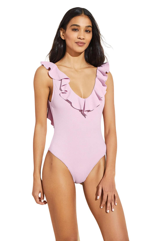 Eberjey Pique Loreta Textured One Piece Swimsuit- Lilac - Styleartist