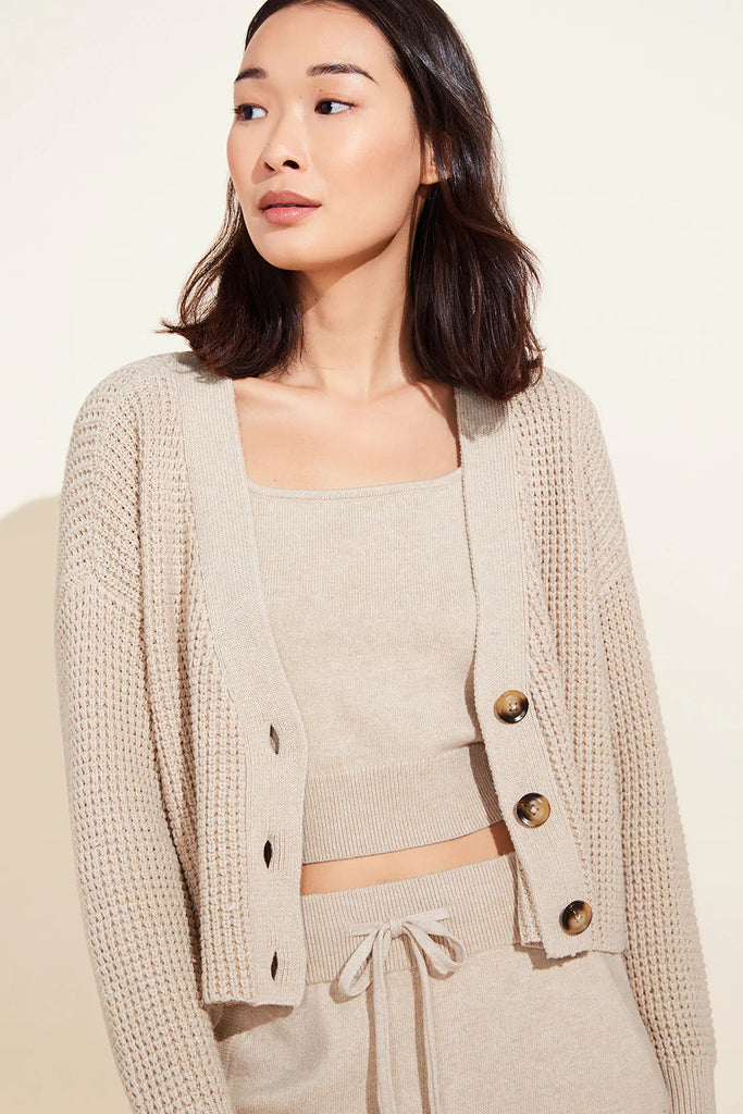 Eberjey Recycled Sweater Cropped Cardigan - Oat - Styleartist