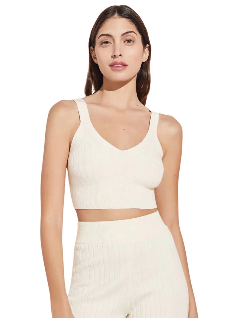 Eberjey Recycled Sweater Wide Rib Crop Tank - Ivory - Styleartist