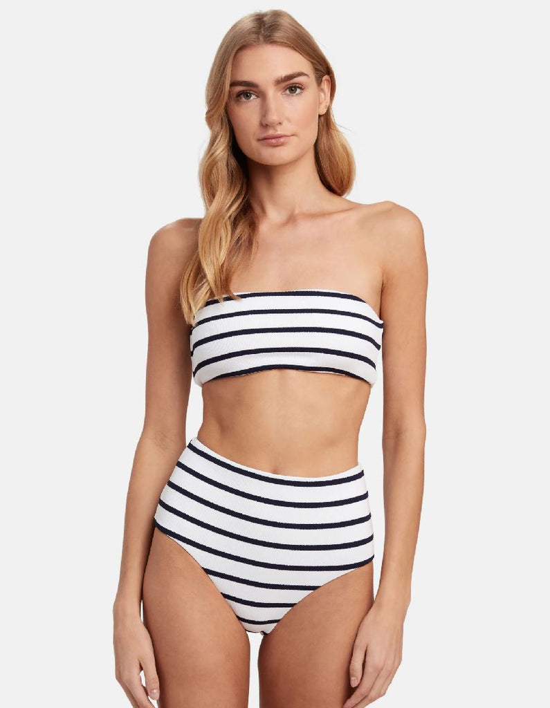 Eberjey Retro Stripes Summer Bikini Bandeau Top - Peacoat/White - Styleartist