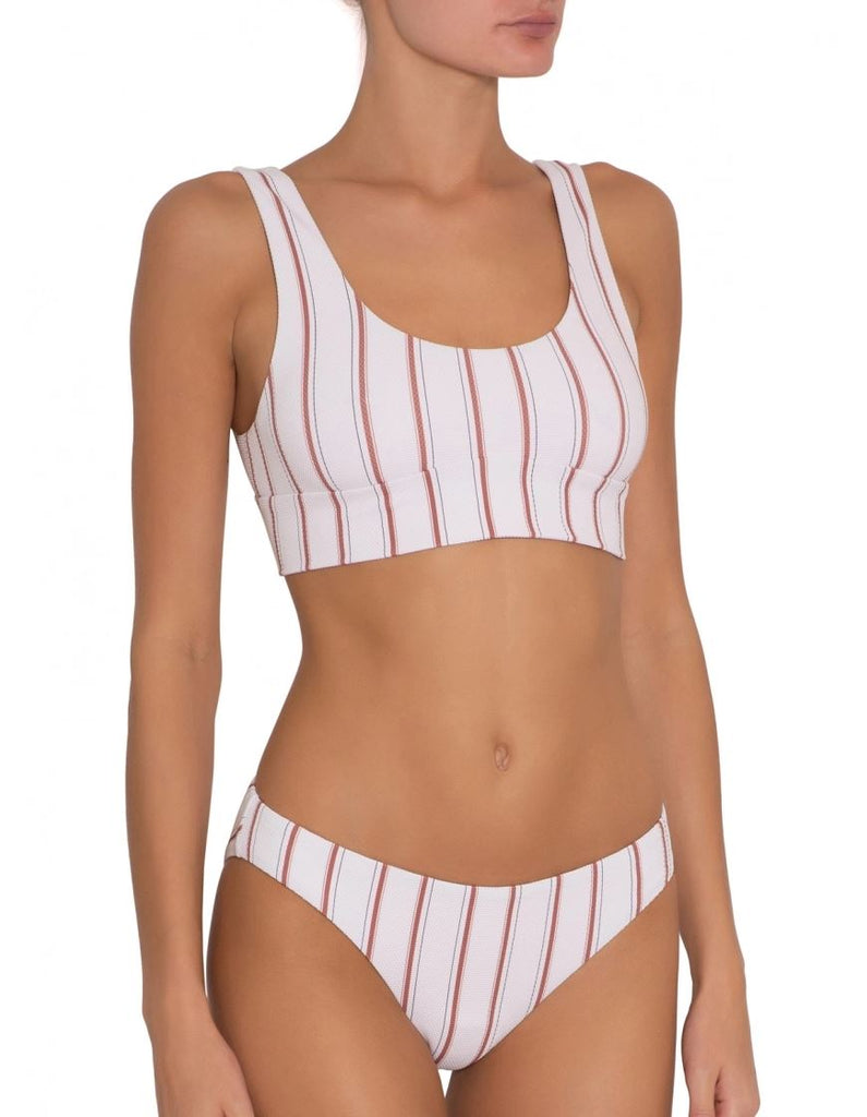 Eberjey Summer Stripes Annia Bikini Bottom - Ecru/Redwood - Styleartist