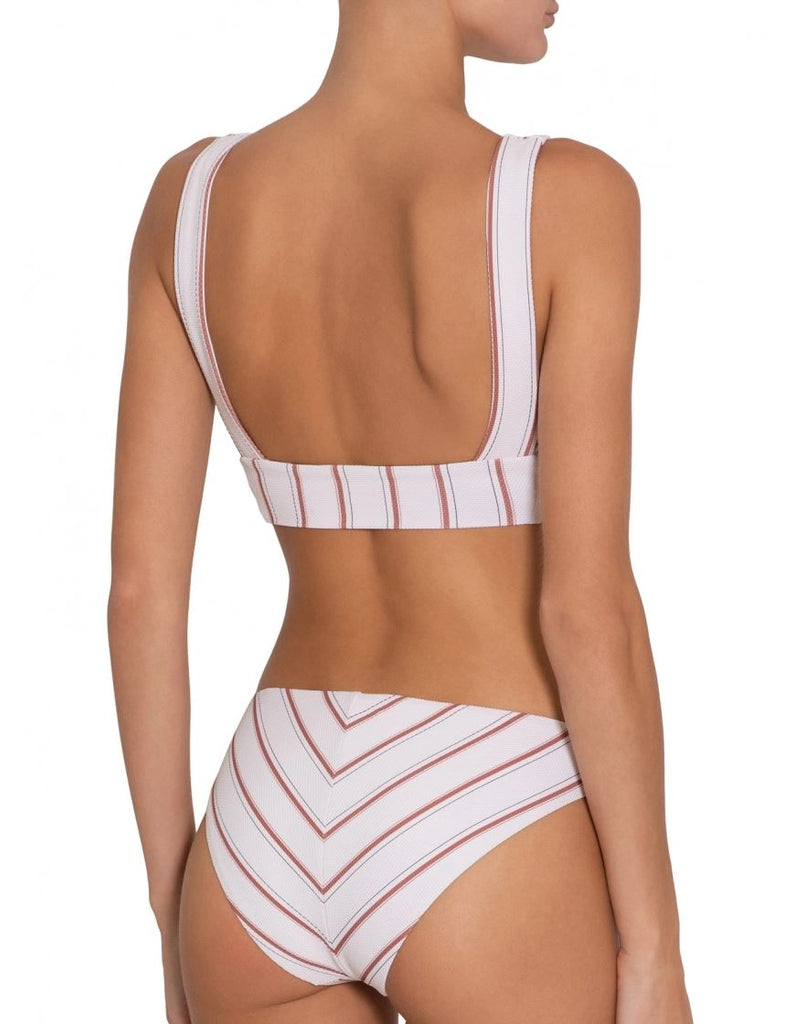 Eberjey Summer Stripes Carol Bikini Top - Ecru/Redwood - Styleartist