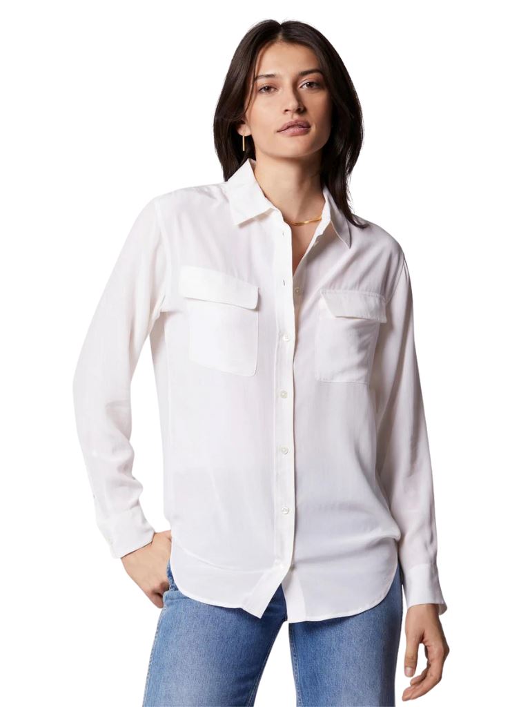 Equipment Signature Silk Shirt - Bright White - Styleartist