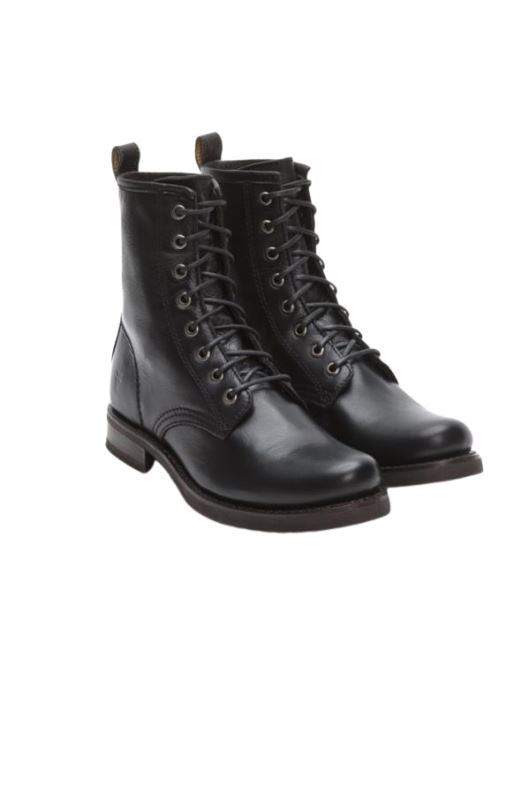 Frye Veronica Combat Boot - Black Soft Vintage Leather - Styleartist