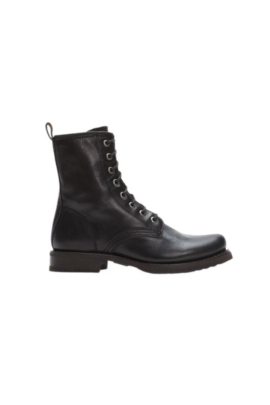Frye Veronica Combat Boot - Black Soft Vintage Leather - Styleartist