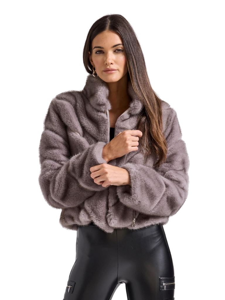 Generation Love Cici Faux Fur Coat- Grey/Brown – Styleartist