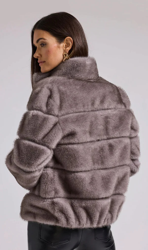 Generation Love Cici Faux Fur Coat- Grey/Brown - Styleartist