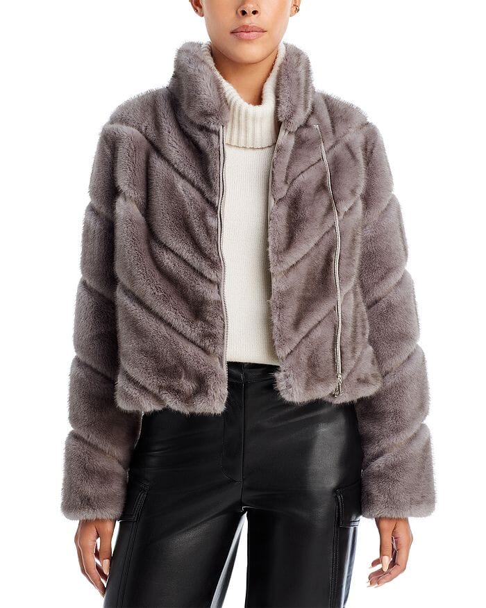 Generation Love Cici Faux Fur Coat- Grey/Brown - Styleartist