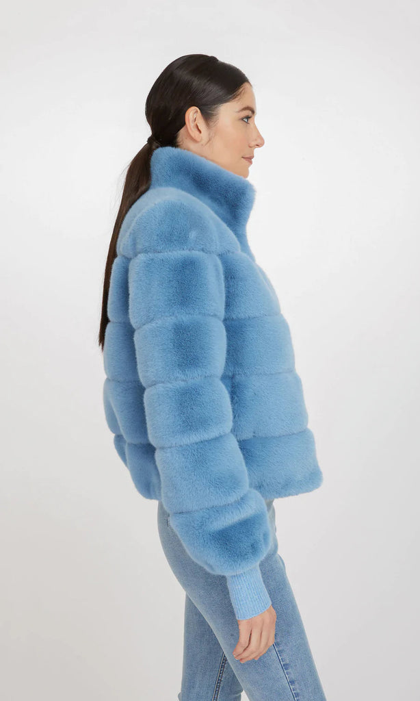 Generation Love Jodi Faux Fur Jacket - Denim Blue - Styleartist