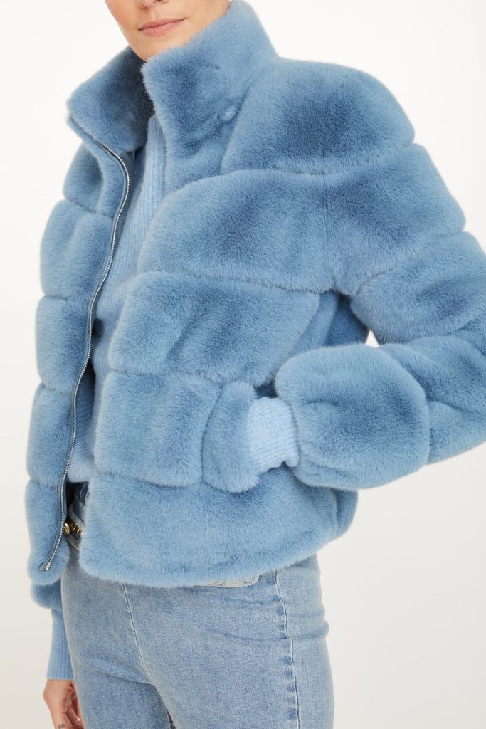 Generation Love Jodi Faux Fur Jacket - Denim Blue - Styleartist