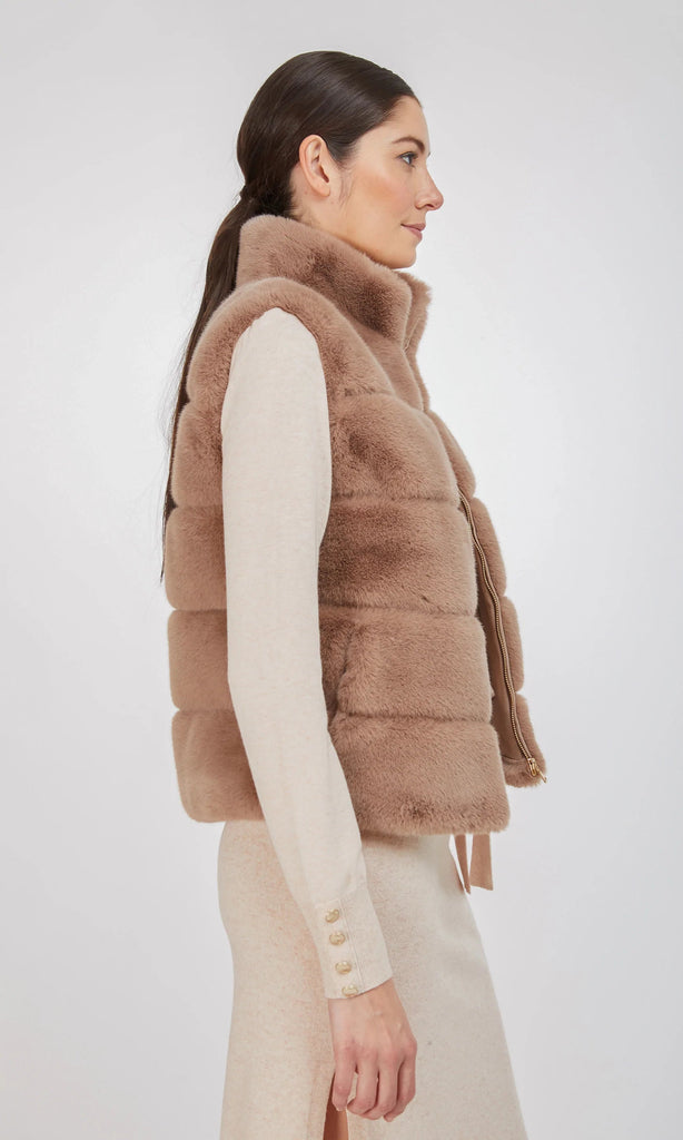 Generation Love Roxanne Faux Fur Vest - Taupe - Styleartist