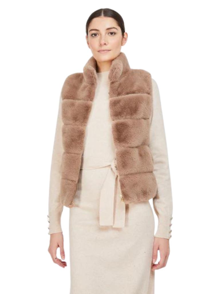 Generation Love Roxanne Faux Fur Vest - Taupe - Styleartist