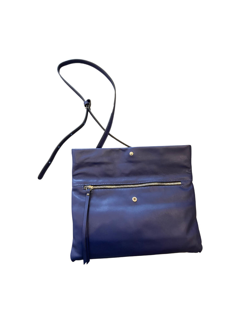 Gianni Chiarini Medium Leather Clutch/Crossbody/Shoulder Bag - Blue - Styleartist
