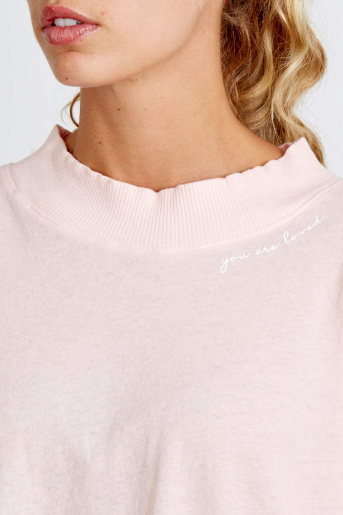 Good Hyouman Charlotte Mock Neck Tee- You Are Loved- Cloud Pink - Styleartist