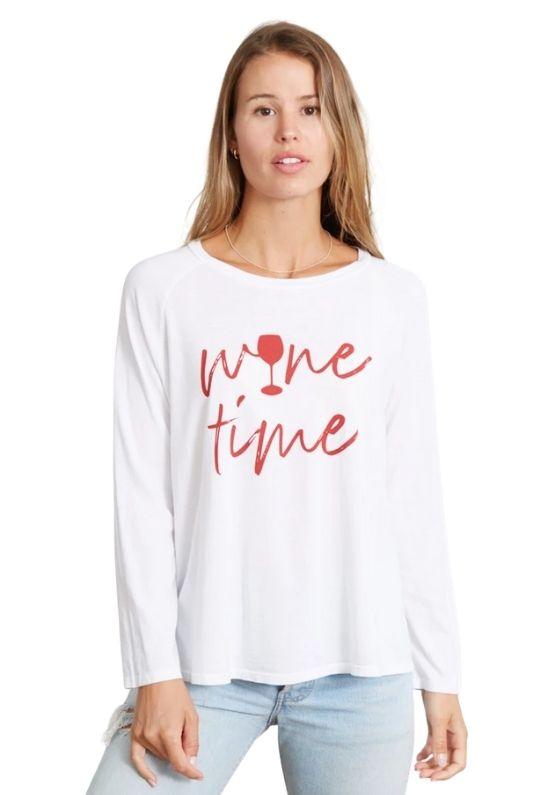Good Hyouman The Maxie Wine Time Long Sleeve Tee - White - Styleartist