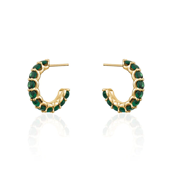 Half Moon CZ Earrings - Emerald - Styleartist