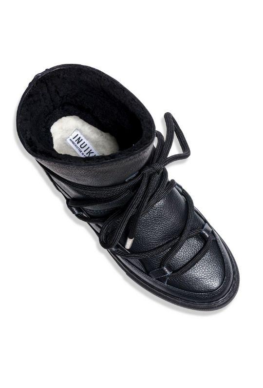 Inuikii Full Leather wedge Sneaker Boot - Black - Styleartist