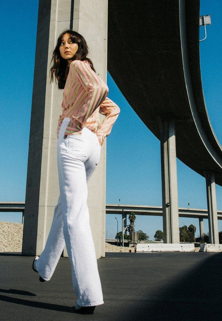 J Brand Joan High Rise Wide Leg Jean in White - Styleartist