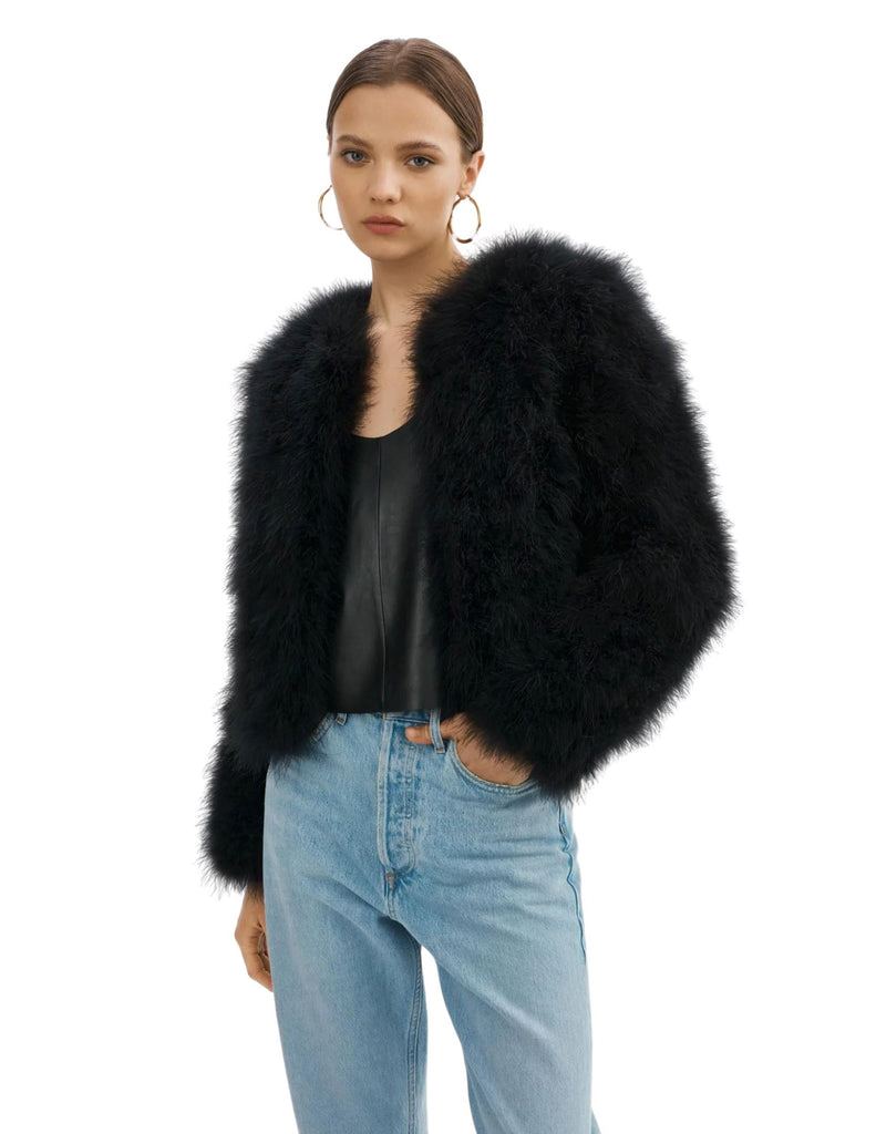 Lamarque Deora Feather Jacket- Black - Styleartist