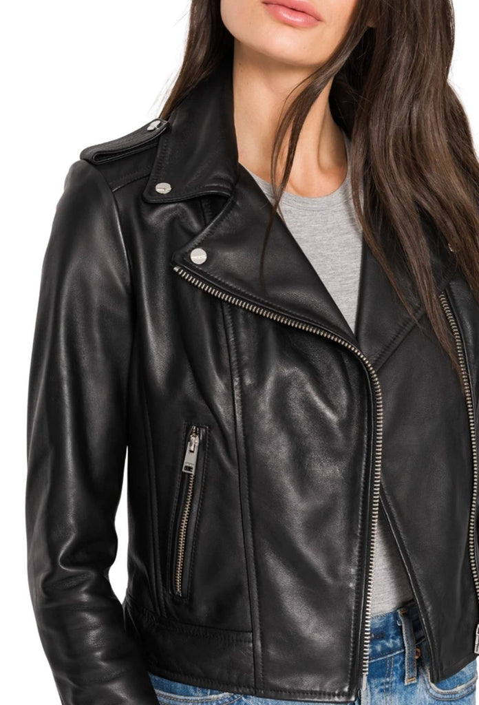 Lamarque Donna Signature Leather Biker Jacket - Styleartist