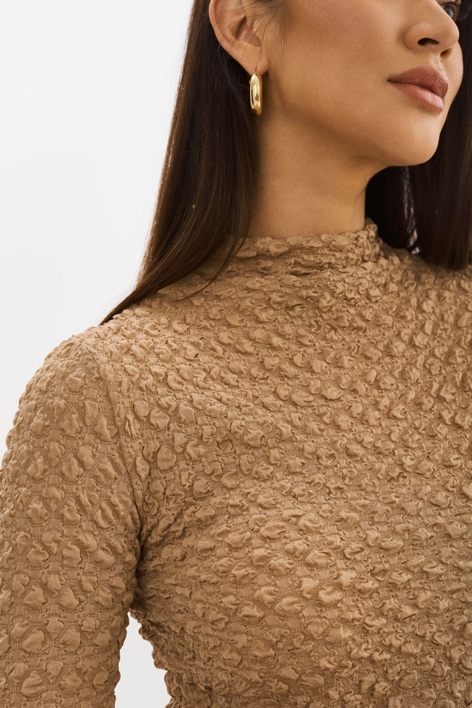 Lamarque Velma Crossover Long Sleeve Top- Wheat - Styleartist