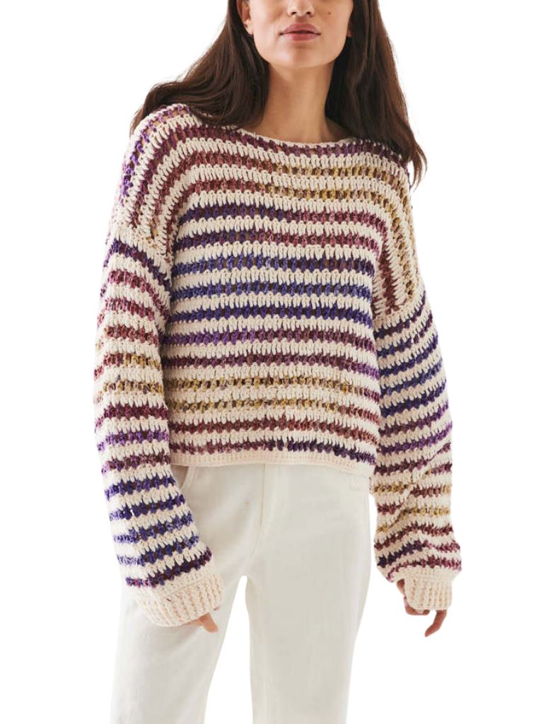 Line Ariel Striped Cotton Sweater - Kaleidoscope - Styleartist