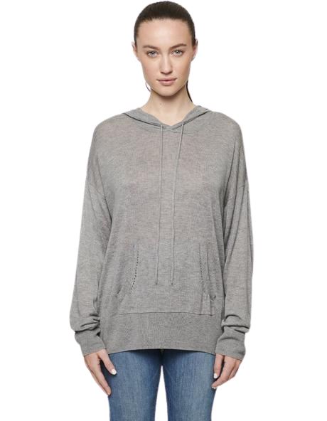 Line Emily Cashmere Modal Knit Hooded Sweater - Shadow Grey - Styleartist