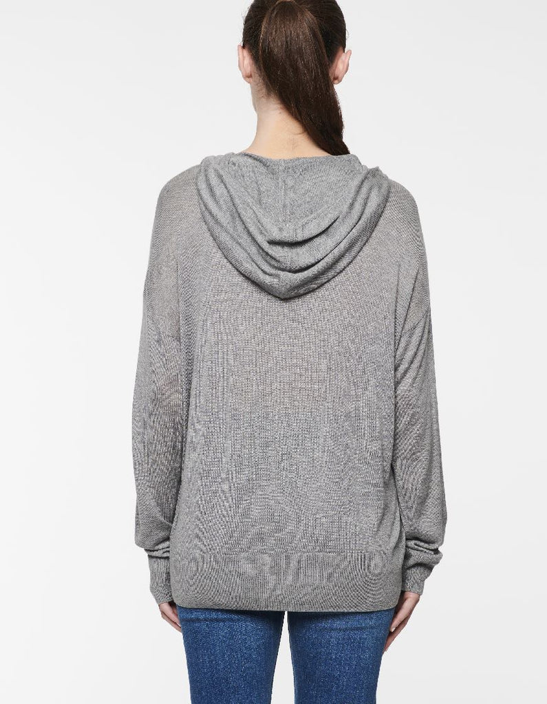 Line Emily Cashmere Modal Knit Hooded Sweater - Shadow Grey - Styleartist