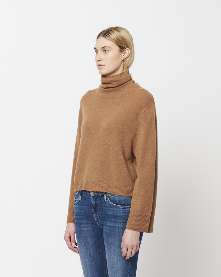 Line Esme Turtleneck Cashmere Knit Sweater - Cumin - Styleartist