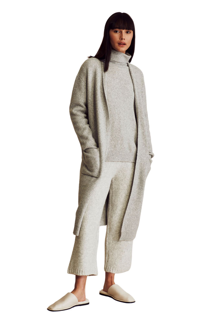 Line Goldie Cashmere Blend Belted Sweater Coat- Heather Grey - Styleartist