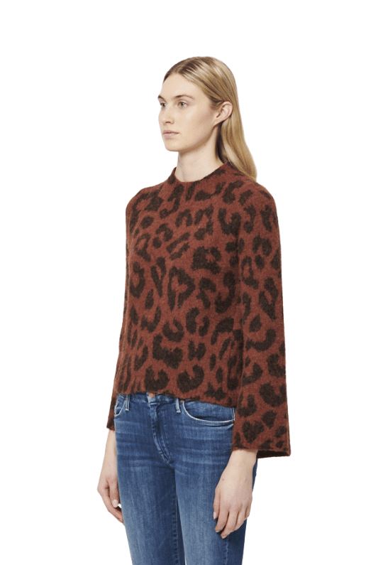 Line Lisane Knit Mock Neck Sweater - Spotted Brick - Styleartist