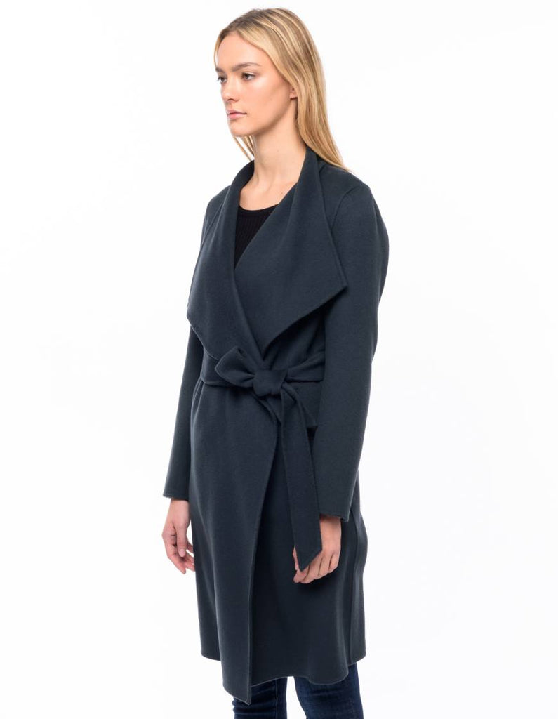 Line Meghan Long Wrap Woven Coat - Dusk - Styleartist