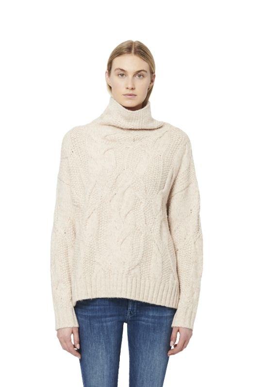 Line Nissa Knit Mock Neck Sweater - Ecru - Styleartist