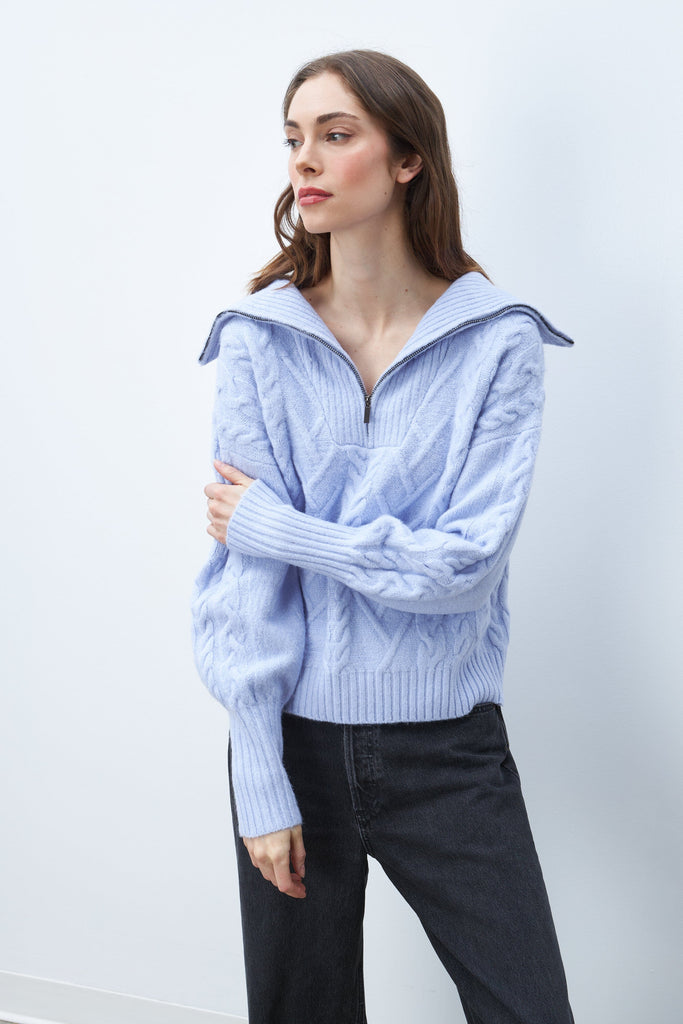 Line Sloane Quarter Zip Sweater- Blue Lilac