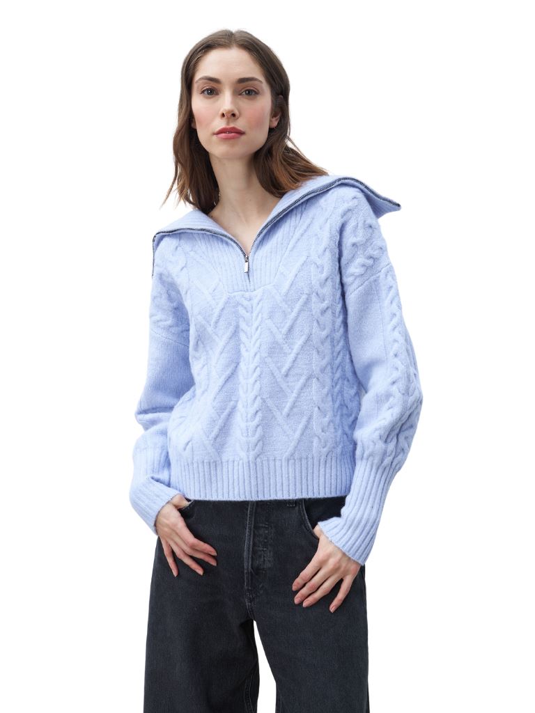 Line Sloane Quarter Zip Sweater- Blue Lilac - Styleartist