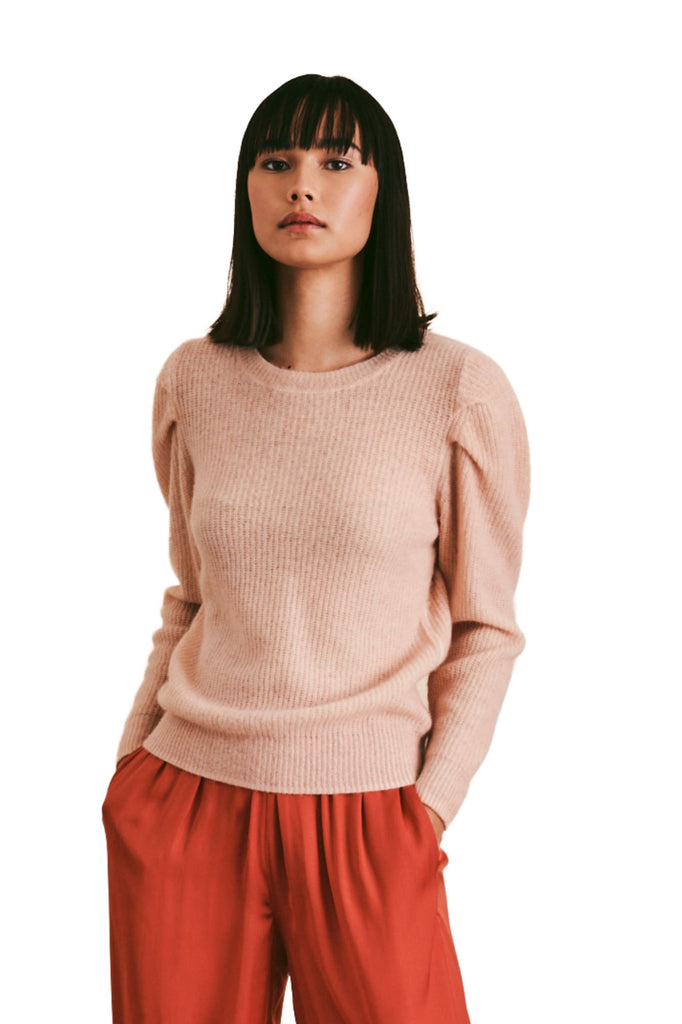 Line Talia Puff Sleeve Cashmere Sweater- Bellini - Styleartist