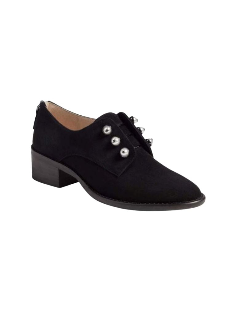 Louise et Cie Lo-Fren Suede Loafer with Pearls- Black - Styleartist