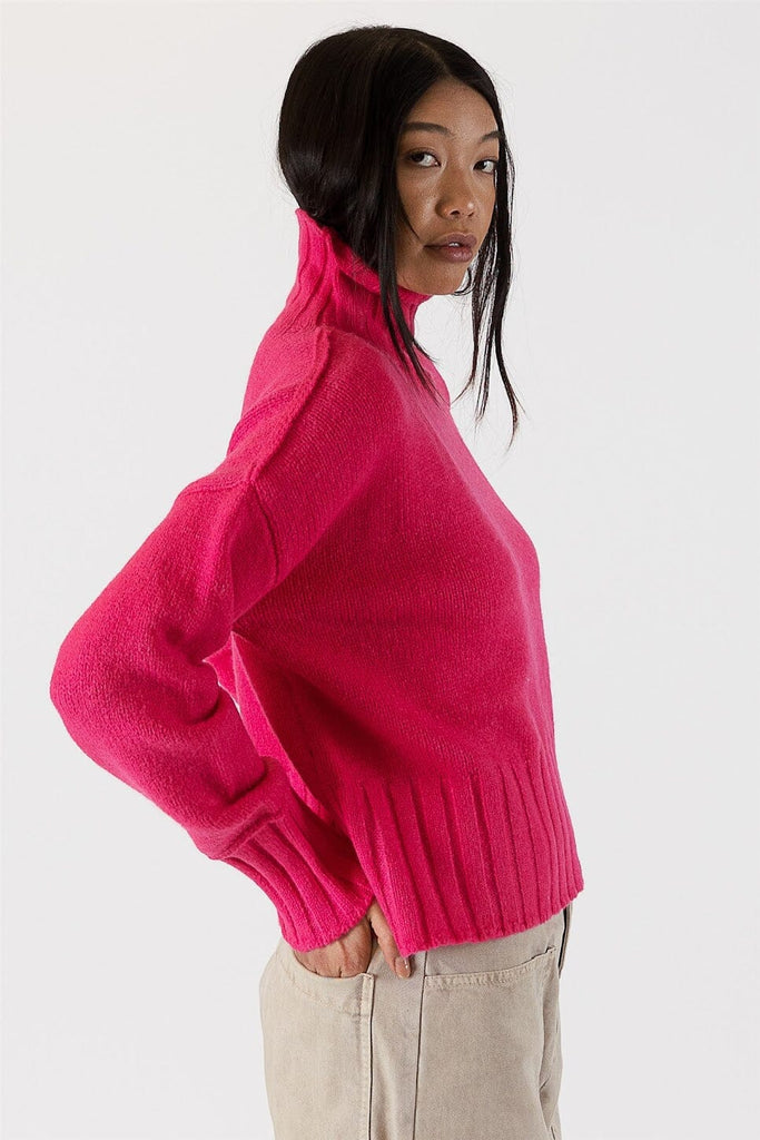 Lyla & Luxe Calli Turtleneck Sweater - Cherry - Styleartist
