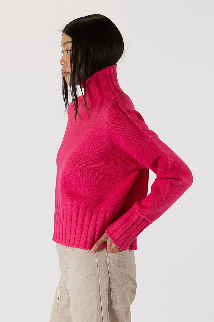 Lyla & Luxe Calli Turtleneck Sweater - Cherry - Styleartist