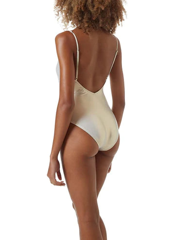 Melissa Odabash Maui Skinny Strap Swimsuit- Gold - Styleartist