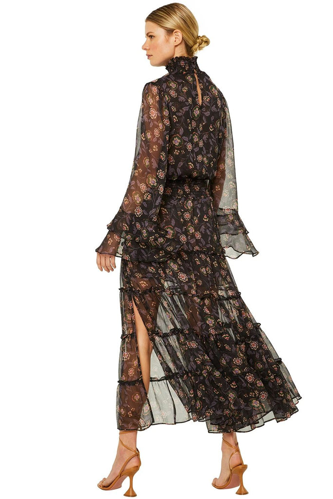 Misa Bethany Floral Chiffon Midi Dress- Nightshade Floral - Styleartist