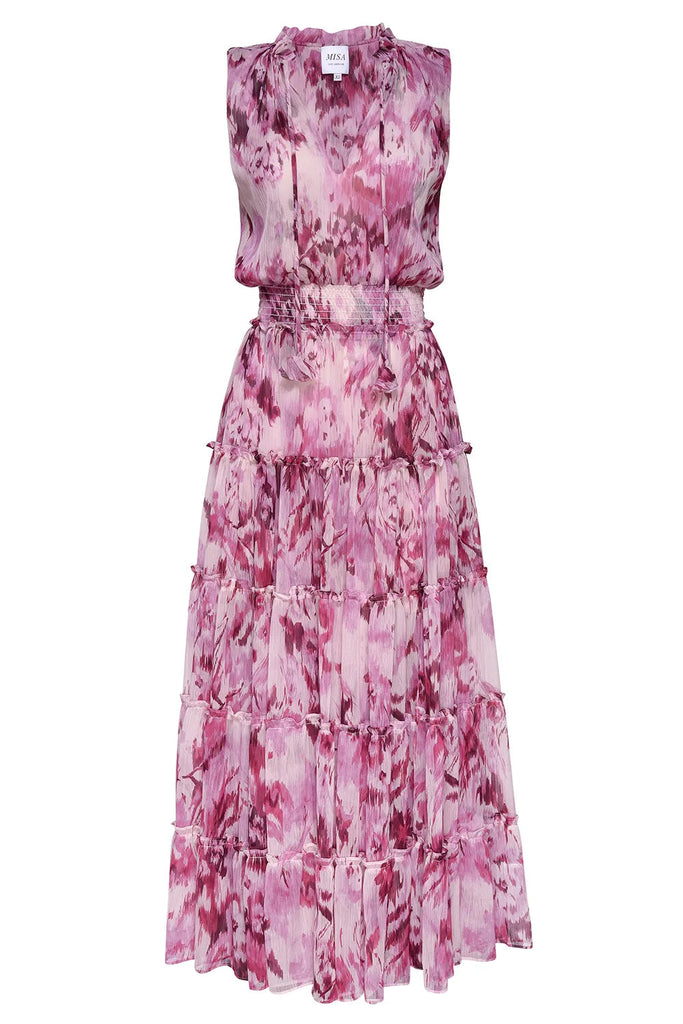 Misa Hollen Rose Printed Chiffon Dress- La Vie En Rose - Styleartist